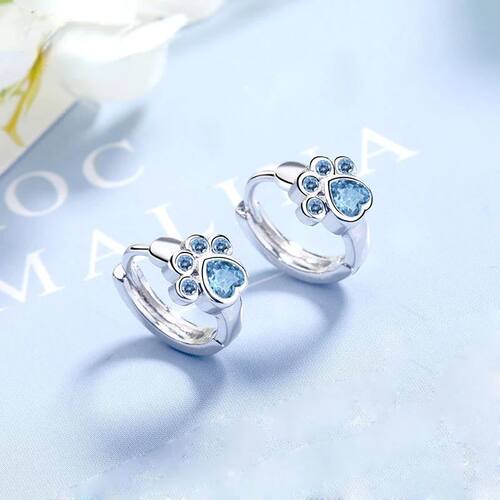 Silver Color  New Fashion Cute Cat Paw Stud Earrings for Wom