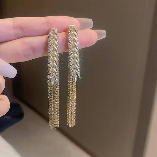 Silver Needle Gold Color Wheat Fringe Dangle Earrings Metal