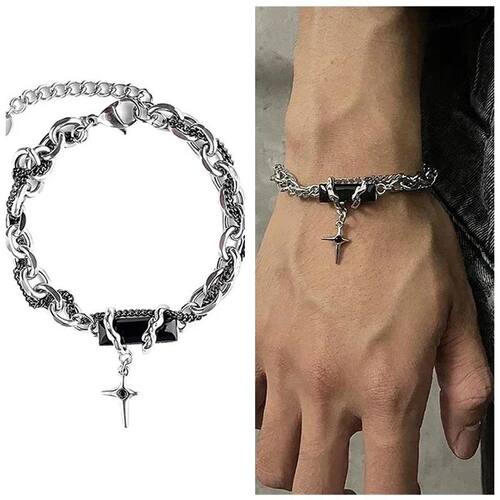 2024 Retro Black Zircon Star Bracelet For Women Men nd Titan