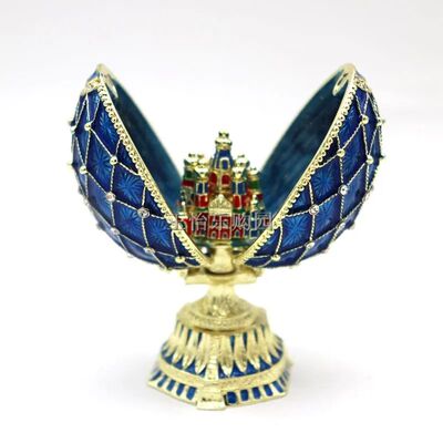 Russia Easer Egg Syle Trinke box Hinged Hand Pained Faberge