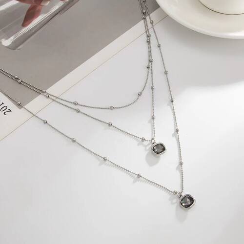Unique Acrylic Black Stone Pendant Necklace Minimalist Multi