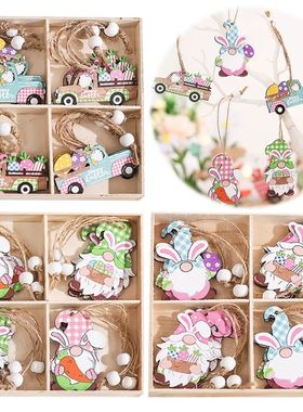 4Pcs Easter Wood Hanging Decor for Easter e Decoration with