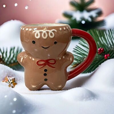 Gingerbread Mug - Festive Insulated Cup, Holiday Coffee Mug,