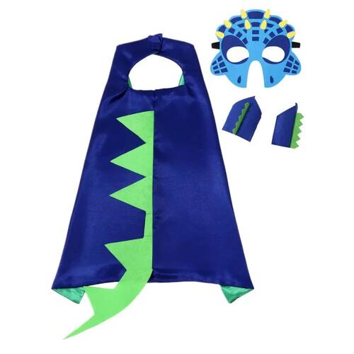 Kids Blue Dinosaur Cloak Dress Up Costume with Tail Mask Ani