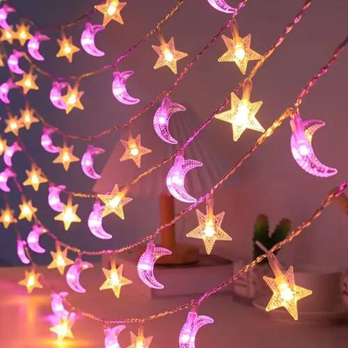 1PC 1.5M/3M/4.5M Star and Moon Light String, Powered by AA B