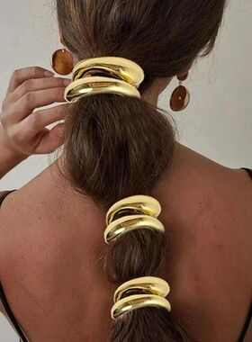 Vintage Chunky Hollow Double-layer Metal Hair Clips For Wome