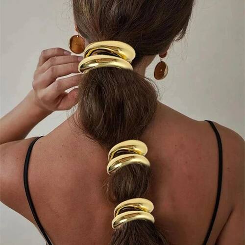 Vintage Chunky Hollow Double-layer Metal Hair Clips For Wome