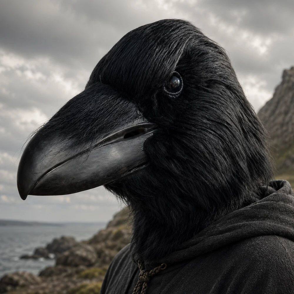 Black Raven Head Mask Realistic Full Head Latex Animal Costu