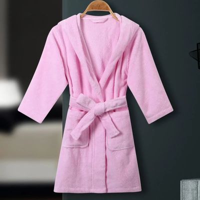 Kids Terry Kimono Bathrobe Gown Casual Soft Hooded Sleepwear