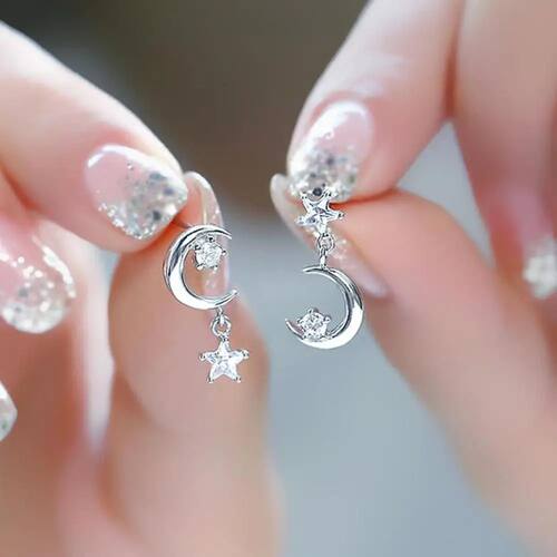 New Fashion silver colour Earrings Personality Simple Zircon