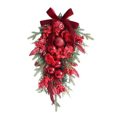 Christmas Teardrop Swag Front Door Wreath for Office Indoor