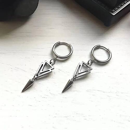 Minimalist Geometric Triangle Spike Hoop Earrings Stainless
