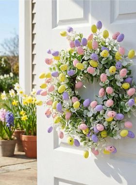 Spring Wreath 15 Inch Artificial Home Decor Colorful Easter