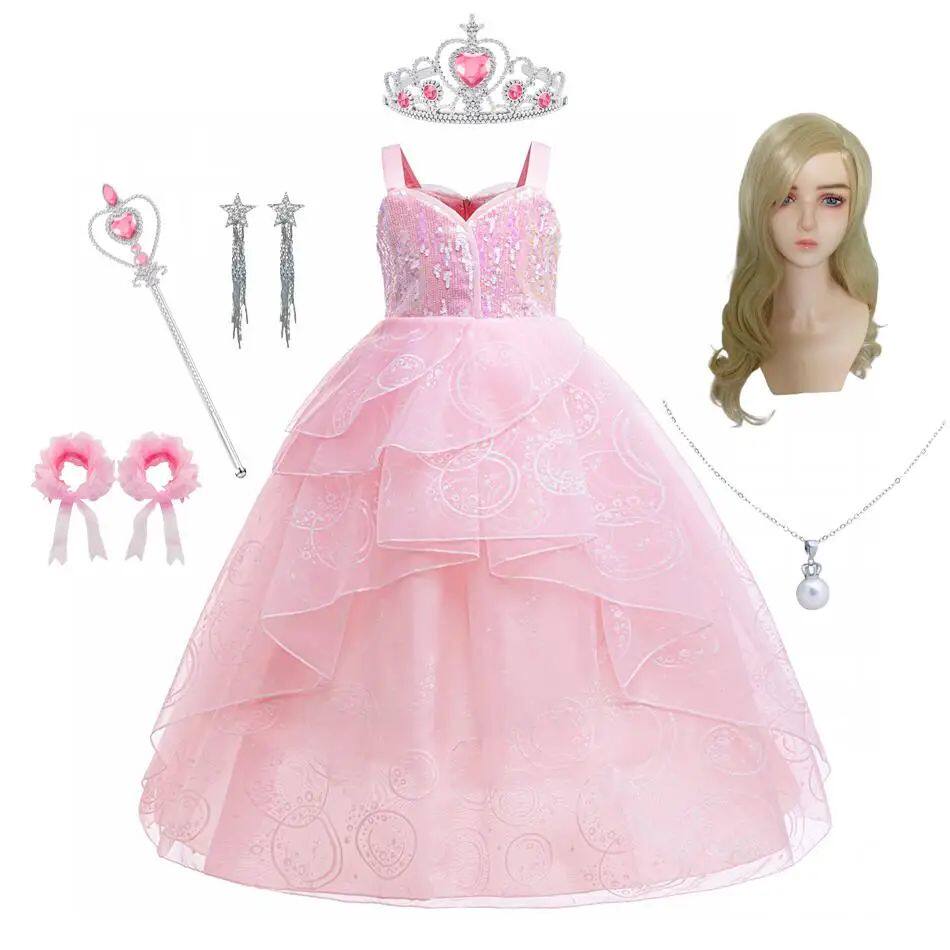 Girls Pink Glinda Princess Dress Accessories Set Kids Layere