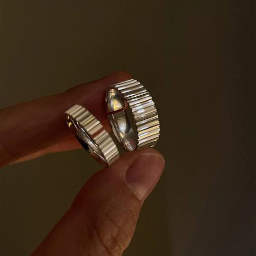 Silver Color Finger Rings for Women Couple Light Luxury Ladi