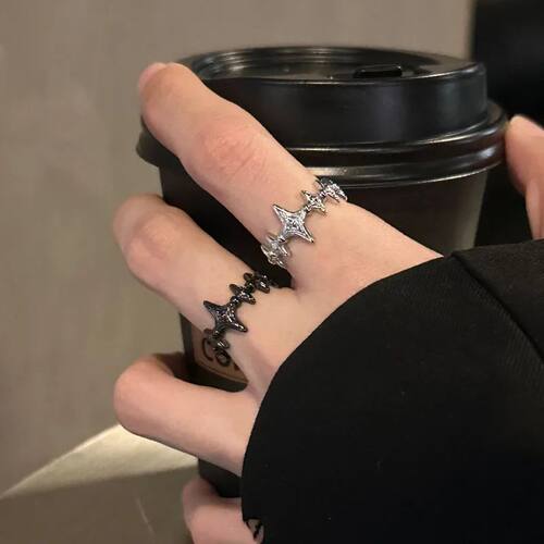 Y2K Gothic Irregular Cross Star Open Ring for Women Men Punk