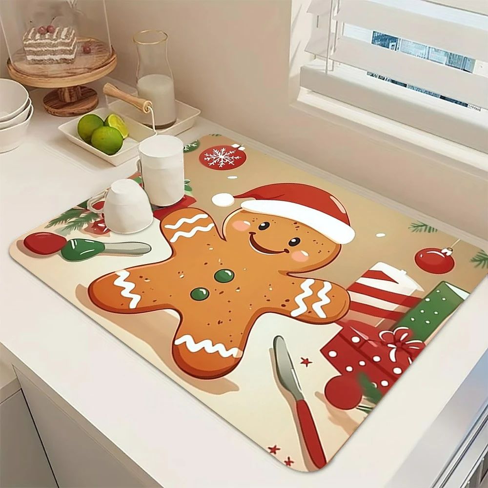 Christmas Themed Diatomite Mud Drain Mat Fast Absorbent Kitc