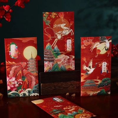6pcs Chinese Style New Year Red Envelopes Hongbao Traditiona