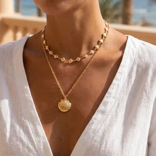 Bohemia Gold Plated Double Layer Shell Necklace for Women St