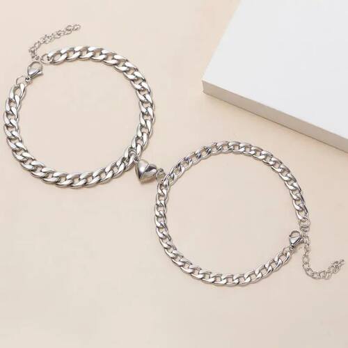 A Pair Hiphop Silver Color Cuba Chain Couple Bracelet for Me