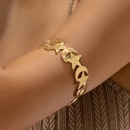 New Bohemian Metal Star Moon Open Arm Bracelet for Women Gir