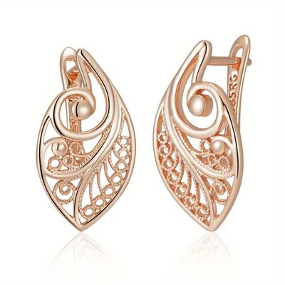 Gorgeous Gold Color Copper Dangle Women's Earrings Dazzling