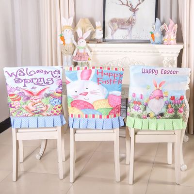 1PCS Cute Bunny Easter Chair s with Egg-Shaped Print Pleated