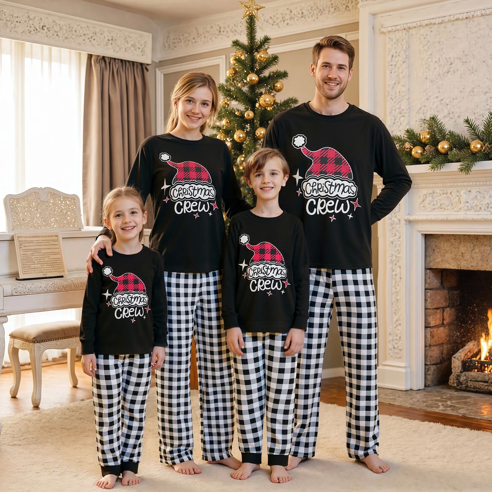 Christmas Pajamas for Family Matching Mom Dad Kids Long Slee
