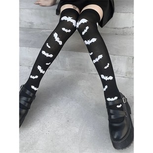Black Long Socks Vintage Setwear Skinny Harajuku Bat Gothic