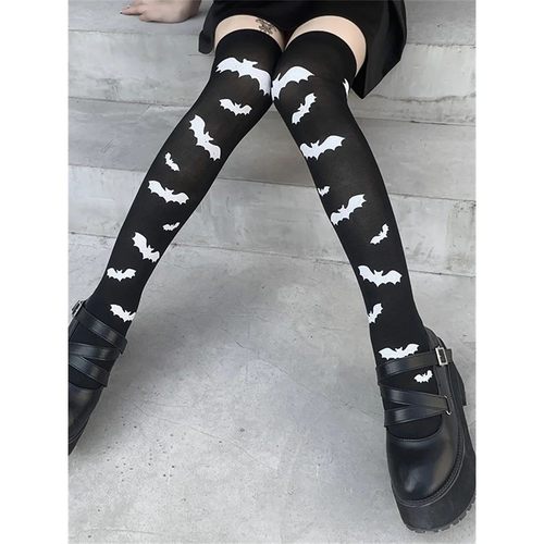 Vintage  Gothic Skinny Black Long Socks Harajuku Setwear Bat