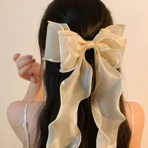 Blue Shining Chiffon Bow Hair Clips for Women Sweet Cute Sat