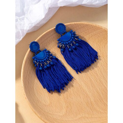 Royal Blue Tassel Drop Earrings For Women Fashion Bohemian S