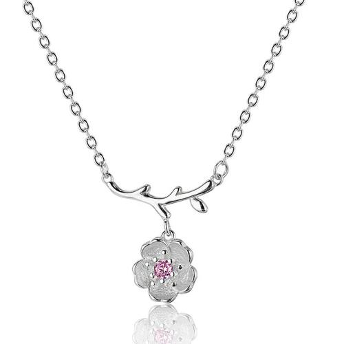 Womens Cherry Blossom Necklace Light Luxury Minimalist Desig