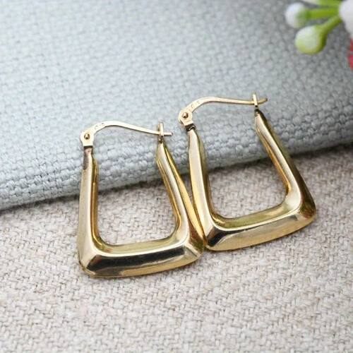 Classic Gold Color Hoops Earrings Woman Square Fashion Party