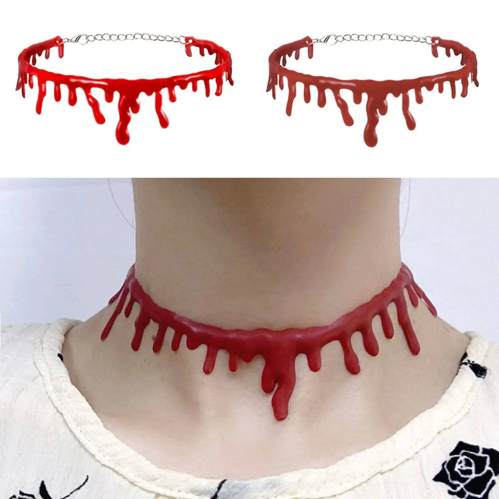 Halloween Dripping Blood Necklace Horror Vampire  Bloody Cho