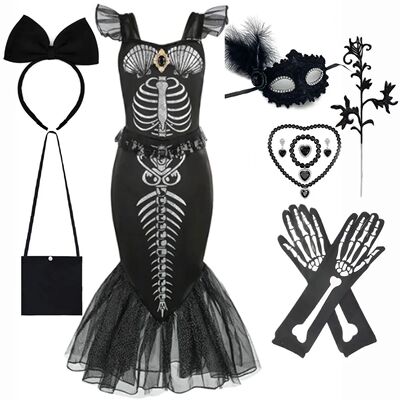 New Skeleton Little Mermaid Halloween Horror Costume Ariel P