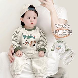男女童婴儿衣服春季卫衣新款套装可爱卡通宝宝上衣休闲春秋季套装