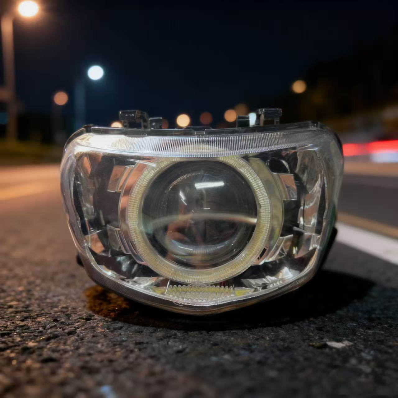 巧格i125改装海5LED双光透镜 大灯总成 天使眼 氙气灯 摩托车车灯