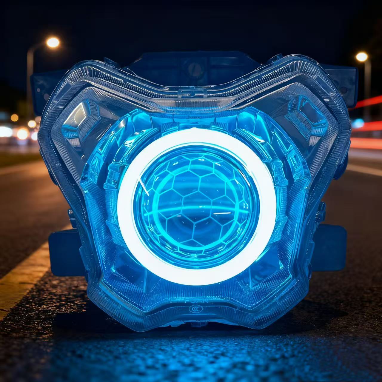 福颖125改装LED双光透镜摩托车大灯总成 天使眼 恶魔眼 改装配件