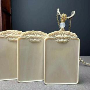 天然原色猛犸象牙满纹冰料平安无事牌吊坠精工中式461牙牌车挂