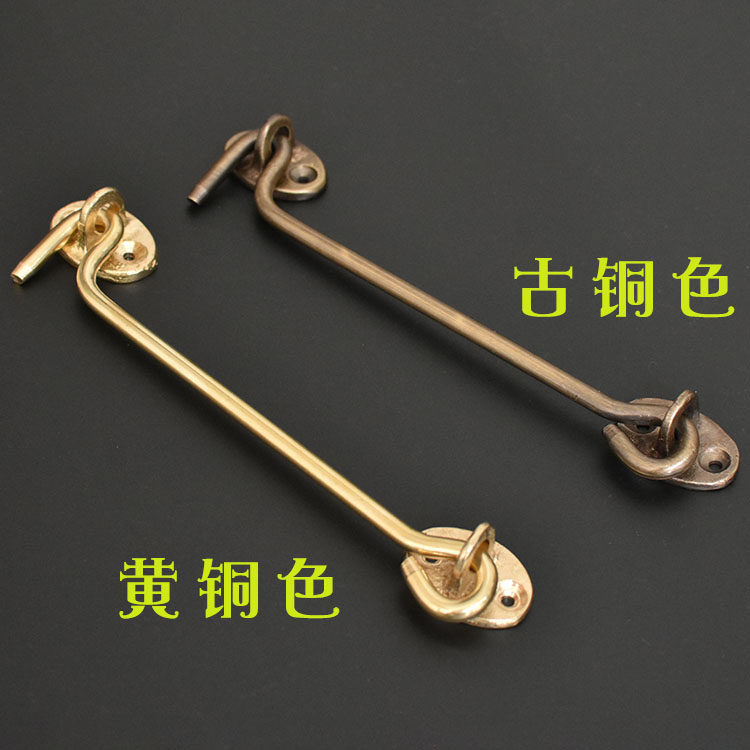 仿古纯黄铜风钩木门窗钩老式风勾防风支撑铜中式复古固定挂钩搭扣