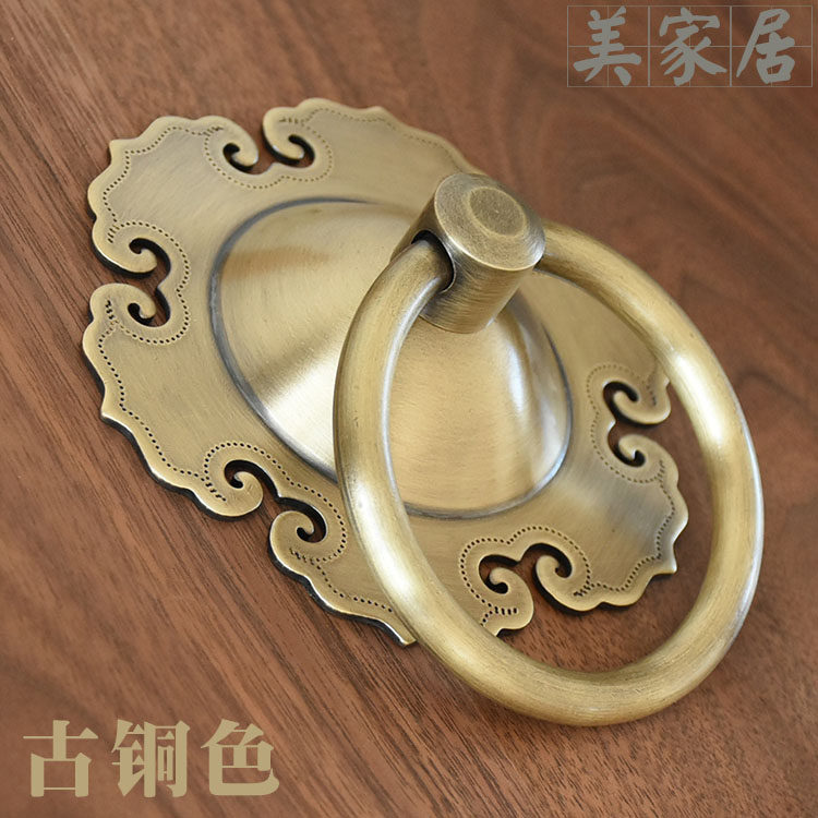 中式仿古大门拉手纯铜狮子头兽头拉环抽屉柜门把手复古装饰木门环