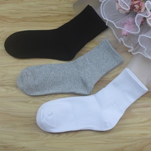 运动防臭夏天黑色袜子女白色中筒女士春秋款 纯棉女袜长筒袜女夏季