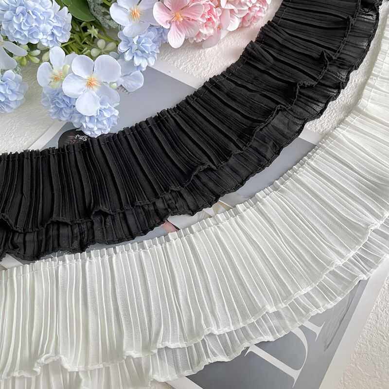 雪纺百褶花边风琴褶皱蕾丝裙边袖子领子服装Diy手工装饰辅料