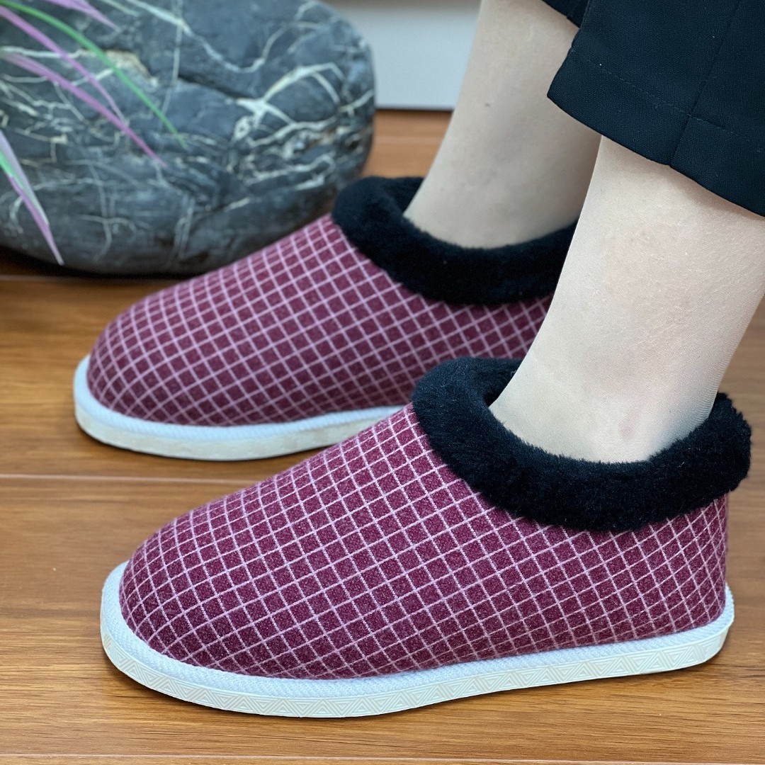 棉鞋【4号格子款】冬季加绒保暖舒适防滑耐磨居家手工妈妈鞋