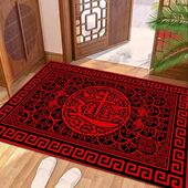 硅藻泥中式 入户地垫门厅地垫耐磨免洗红色门口地垫进门玄关可裁剪