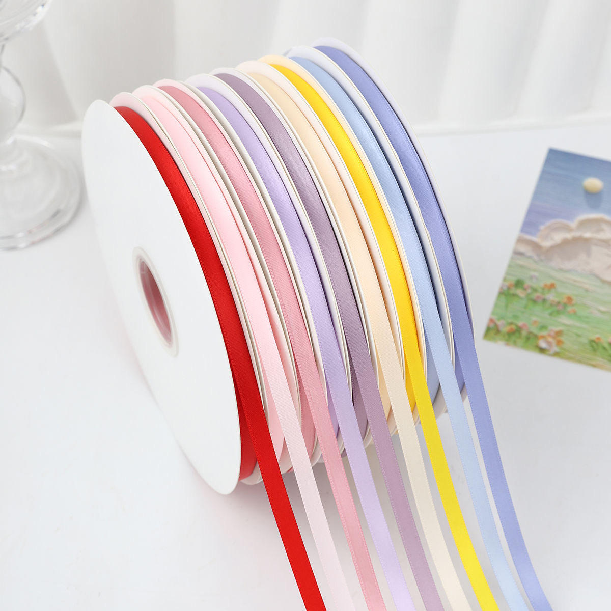 6mm大卷双面丝带新年头饰礼物编发包装缎带彩带花束烘焙蛋糕打包