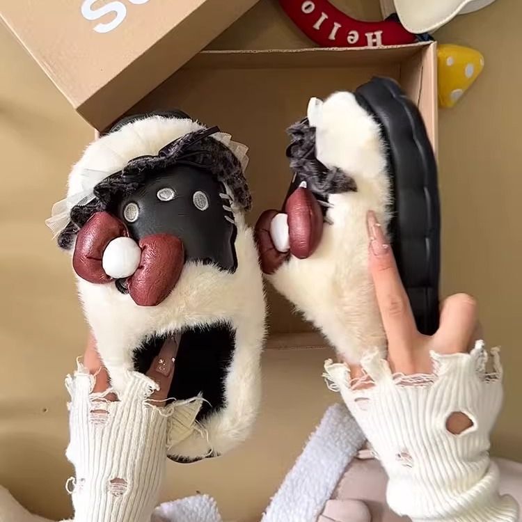 HelloKitty猫棉拖鞋女款2025新款冬季IP联名保暖防滑加绒加厚棉拖