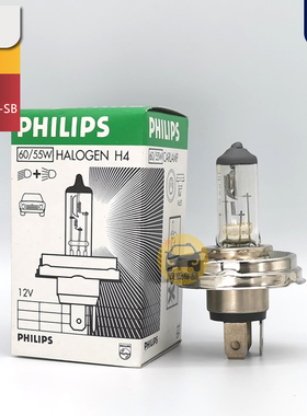 PHILIPS飞利浦R2卤素大灯H4 12V60/55W 12596挖掘机圆盘灯泡P45t
