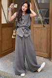 高级感通勤风穿搭灰色套装女夏2025超火好看无袖马甲阔腿裤两件套，女装套装/套裙，2C139